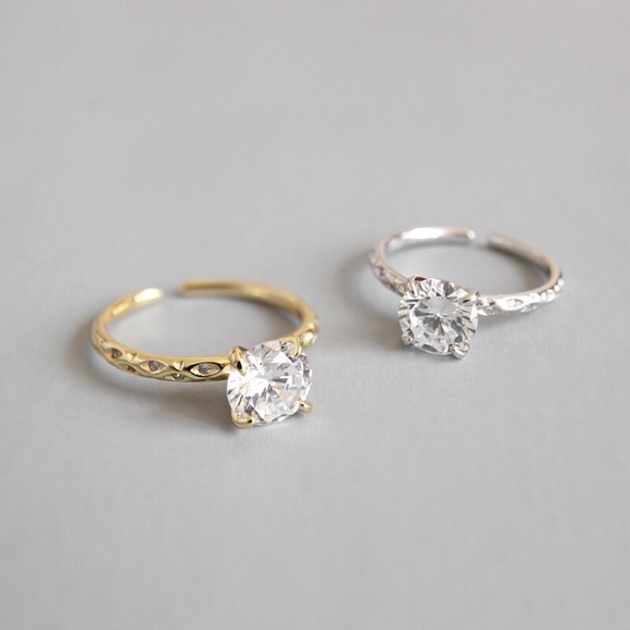 Jewelry - 1.25 Carat Zircon Gold Plated Sterling Silver Ring